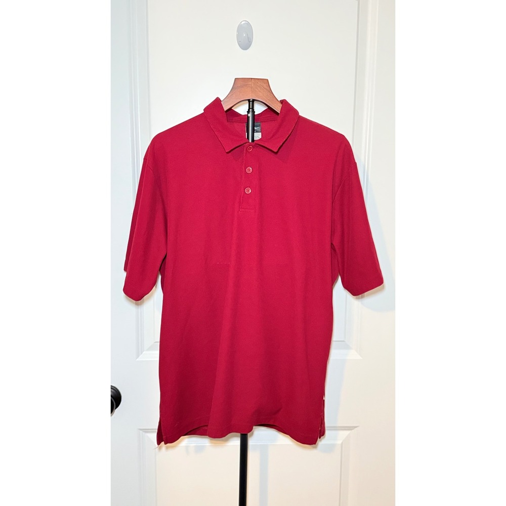 Nike Dri-FIT Mens Red Short Sleeve Pique Golf Polo Shirt Large L